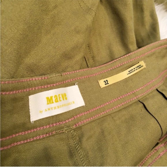 Maeve The Ettie High Rise Crop Wide Leg Pants Linen Edition Olive - Picture 5 of 6